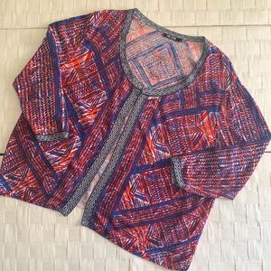 Nic+Zoe Plus Size Cardigan- Blue & Red